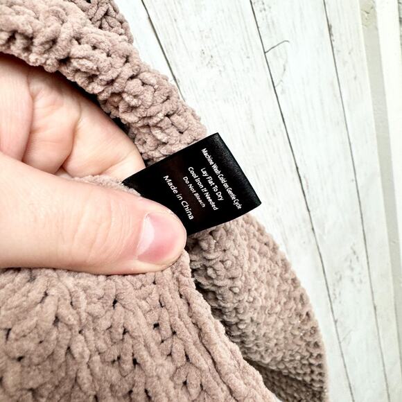 Pol Sweater Women's Size Medium Chunky Blush Pink Chenille Open Front Cardigan - Picture 4 of 5